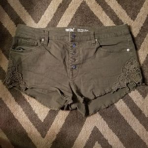 Olive Green Jean Shorts